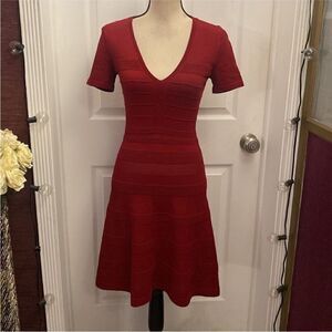 Sandro Red Milau Pointelle Ribbed Dress, S